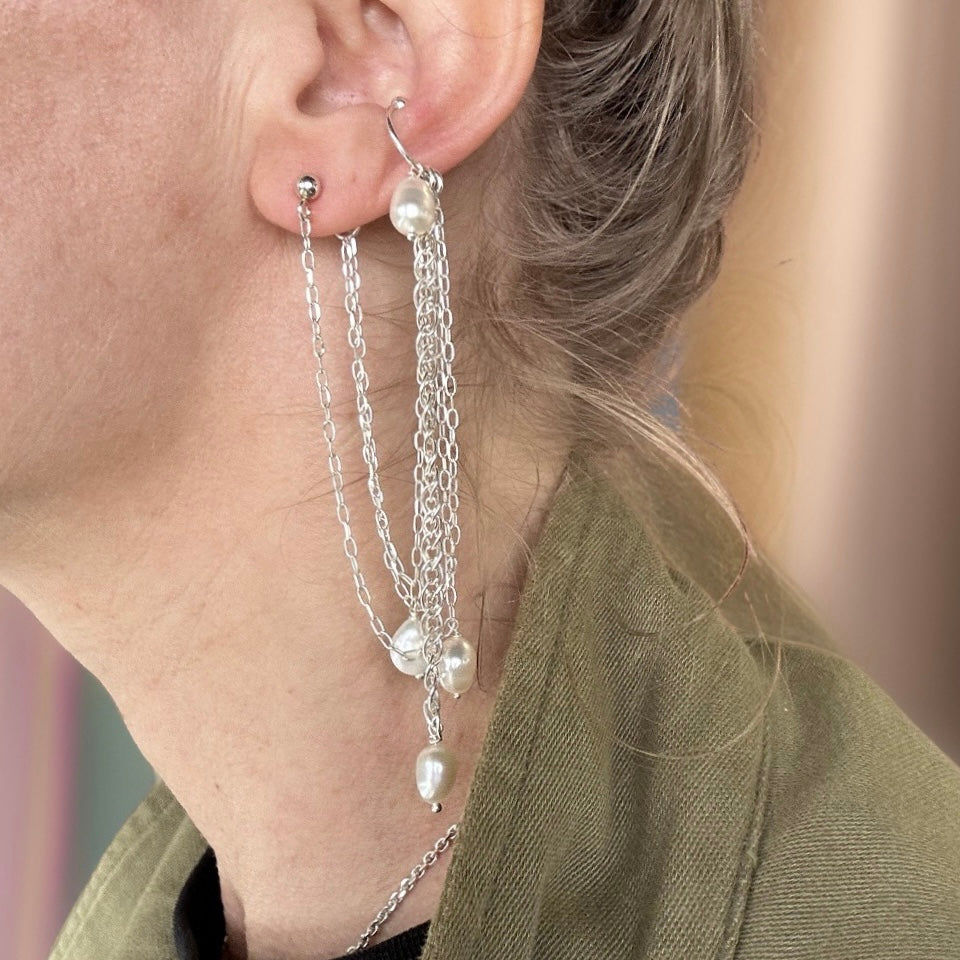 Boucle d'oreille à chaîne mixte