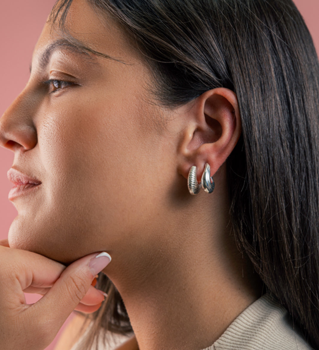 Boucles d'oreilles Bombo rayées